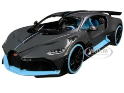 Bugatti Divo Satin Charcoal Gray Carbon Blue Accents Special Edition 1/24 Diecast Model Car Maisto 31526