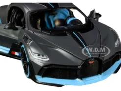 Bugatti Divo Satin Charcoal Gray Carbon Blue Accents Special Edition 1/24 Diecast Model Car Maisto 31526