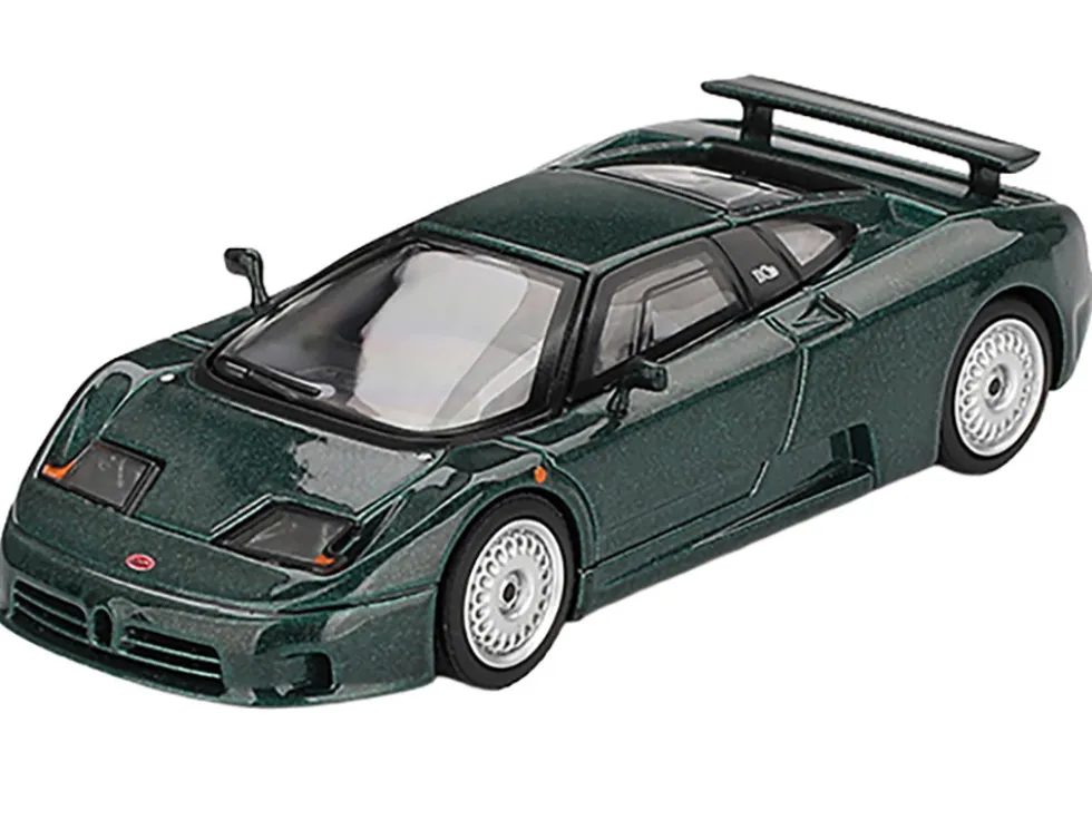 Bugatti EB110 GT Verde Scuro Dark Green Metallic Limited Edition 1/64 Diecast Model Car by Mini GT
