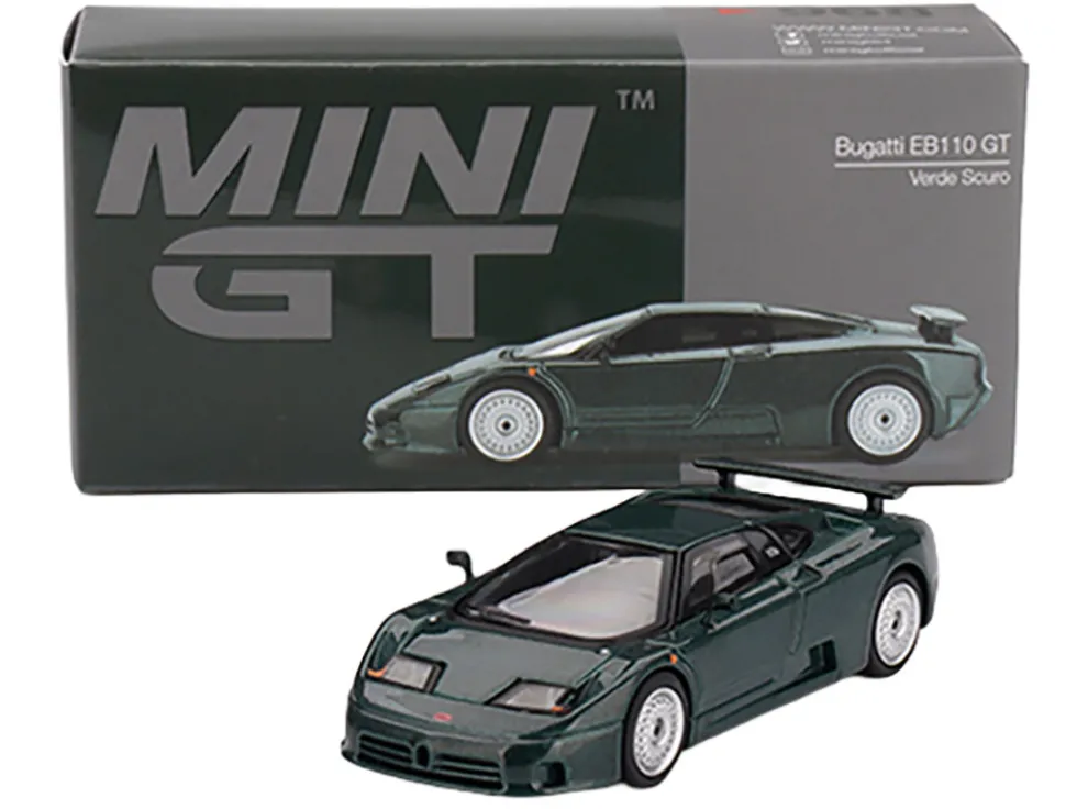 Bugatti EB110 GT Verde Scuro Dark Green Metallic Limited Edition 1/64 Diecast Model Car by Mini GT