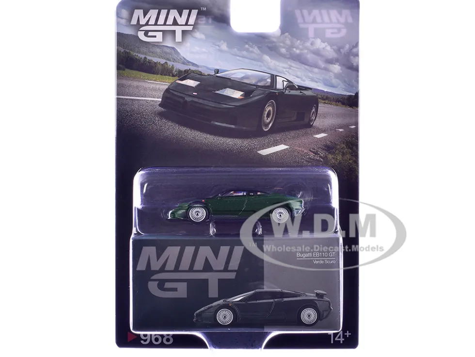 Bugatti EB110 GT Verde Scuro Dark Green Metallic Limited Edition 1/64 Diecast Model Car by Mini GT
