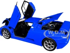 Bugatti EB110 SS Super Sport French Racing Blue Silver Wheels 1/18 Model Car Autoart 70917
