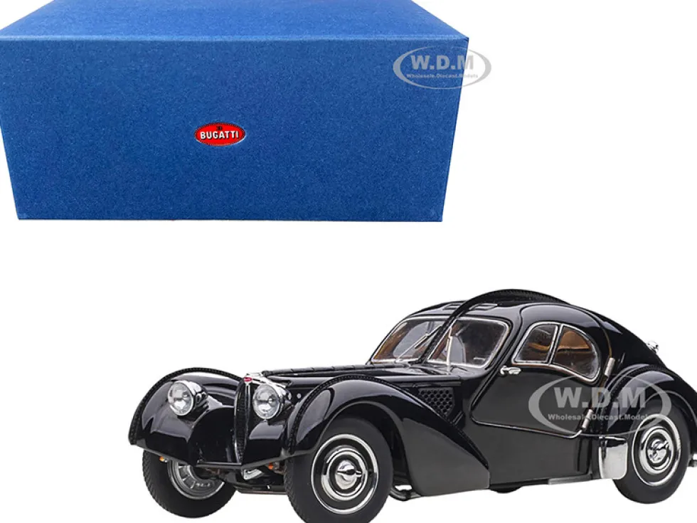 1938 Bugatti Type 57SC Atlantic Disc Wheels Black 1/43 Diecast Model Car Autoart 50946
