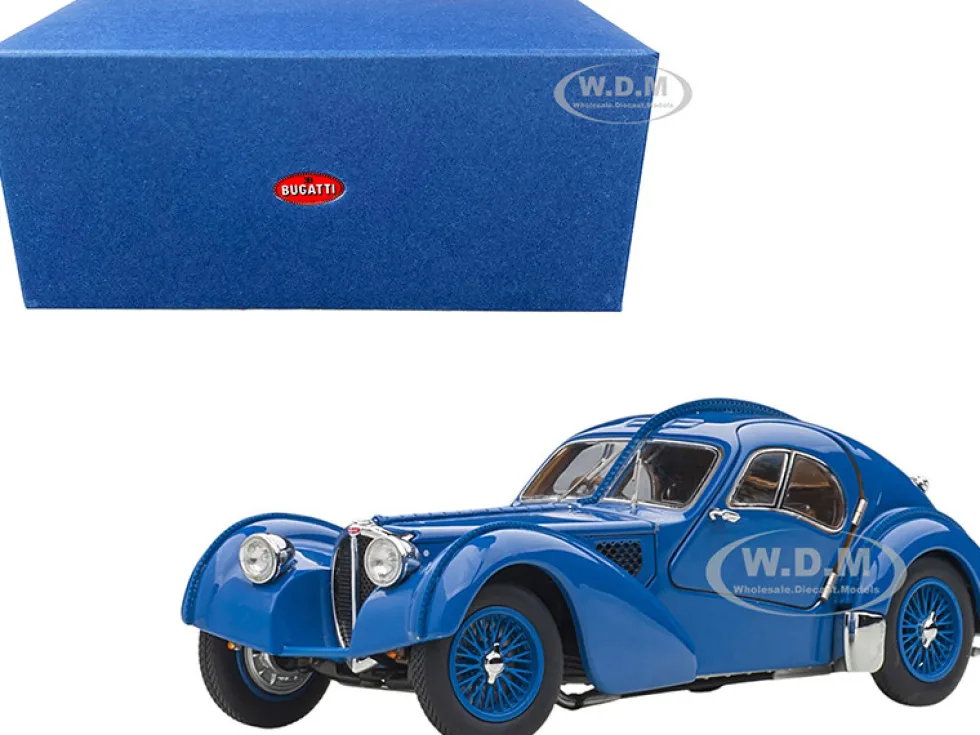 1938 Bugatti Type 57SC Atlantic Metal Wire Spoke Wheels Blue 1/43 Diecast Model Car Autoart 50947