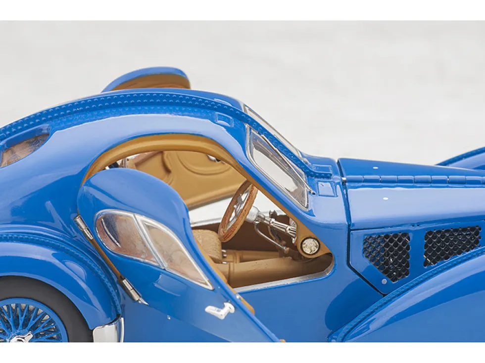 1938 Bugatti Type 57SC Atlantic Metal Wire Spoke Wheels Blue 1/43 Diecast Model Car Autoart 50947