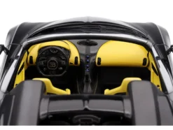 Bugatti W16 Mistral Black with Yellow Interior 1/18 Model Car by Top Speed