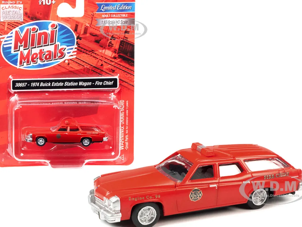 1974 Buick Estate Station Wagon Red Fire Chief 1/87 (HO) Scale Model Classic Metal Works 30657