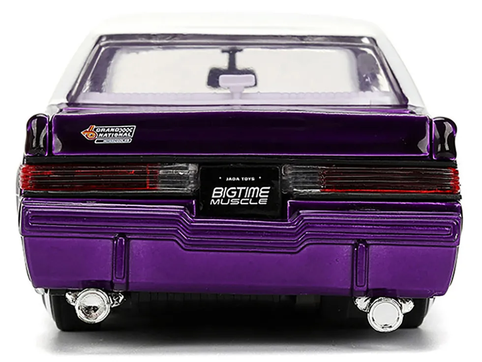 1987 Buick Grand National Candy Purple with Graphics and White Top and Interior "Bigtime Muscle" Series 1/24 Diecast Model Car by Jada