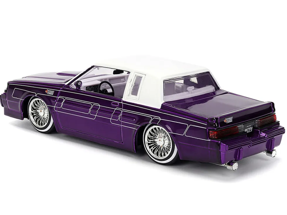 1987 Buick Grand National Candy Purple with Graphics and White Top and Interior "Bigtime Muscle" Series 1/24 Diecast Model Car by Jada