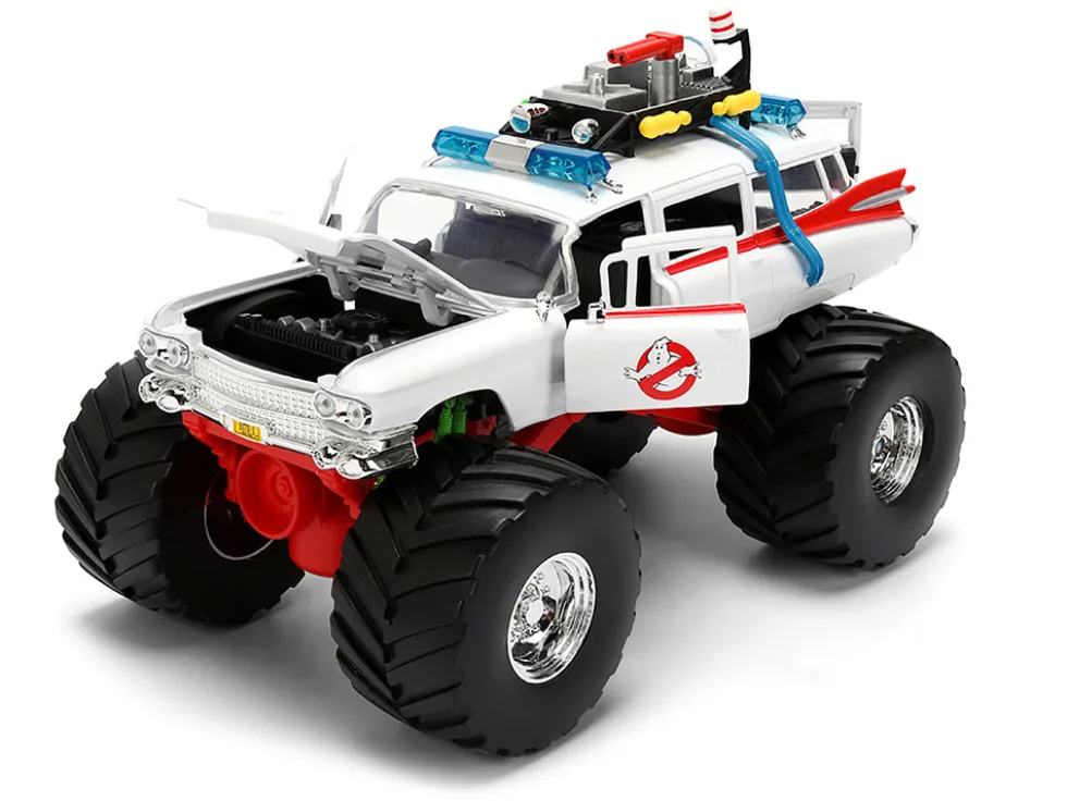 1959 Cadillac Ambulance Ecto-1 "Ghostbusters" (1984) Movie Monster Truck Version "Hollywood Rides" Series 1/24 Diecast Model Car by Jada