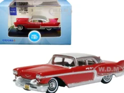 1957 Cadillac Eldorado Brougham Dakota Red Silver Metallic Top 1/87 HO Scale Diecast Model Car Oxford Diecast 87CE57002