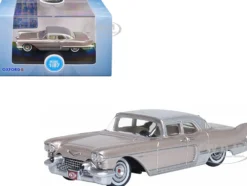 1957 Cadillac Eldorado Brougham Sandalwood Beige Metallic with Silver Top 1/87 (HO) Scale Diecast Model Car Oxford Diecast 87CE57004