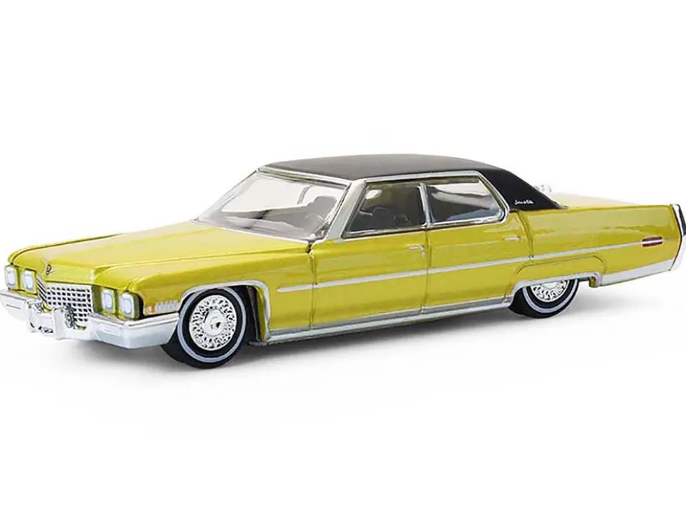 1971 Cadillac Sedan Deville Lowrider Gold Metallic with Black Top "California Lowriders" Series 7 1/64 Diecast Model Car by Greenlight