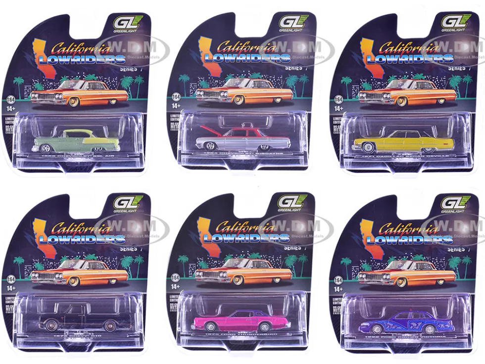 California Lowriders Series 7 Set of 6 pieces 1/64 Diecast Model Cars by Greenlight