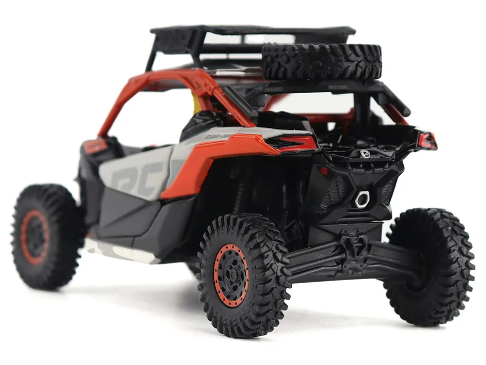 Can-Am Maverick X3 X RS Turbo RR Sand Version Chalk Gray and Magma Red with Driver Figure 1/32 Diecast Model by BRP Models