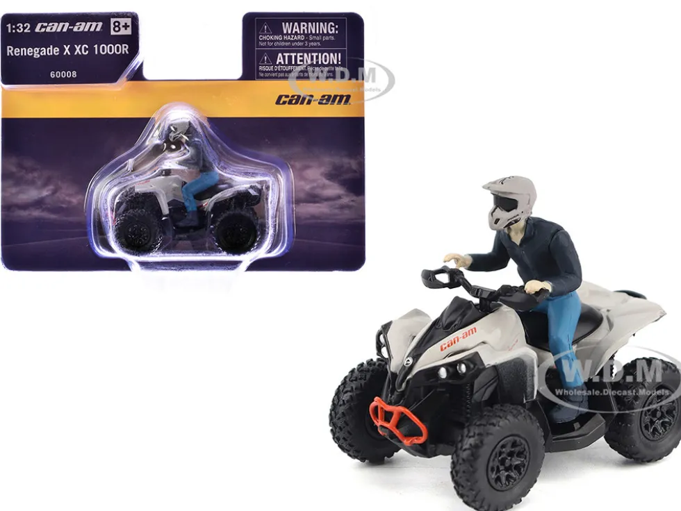 Can-Am Renegade X XC 1000R ATV Chalk Gray with Driver Figure 1/32 Diecast Model by BRP Models