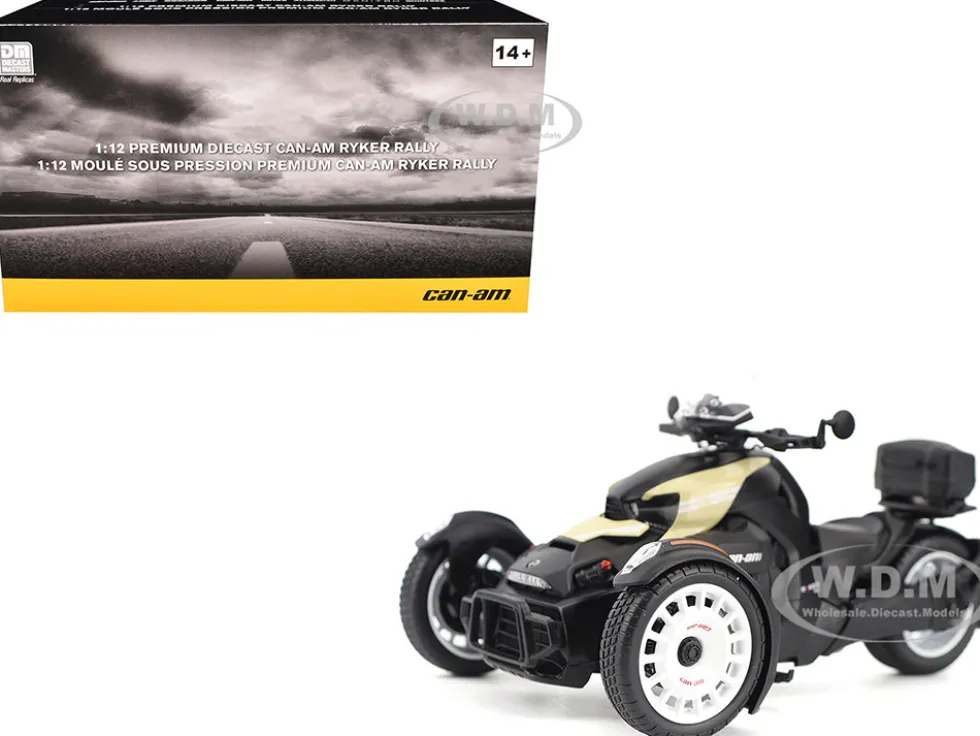 Can-Am Ryker Rally 3-Wheel Motorcycle Sand Storm and Black 1/12 Diecast Model by BRP Models