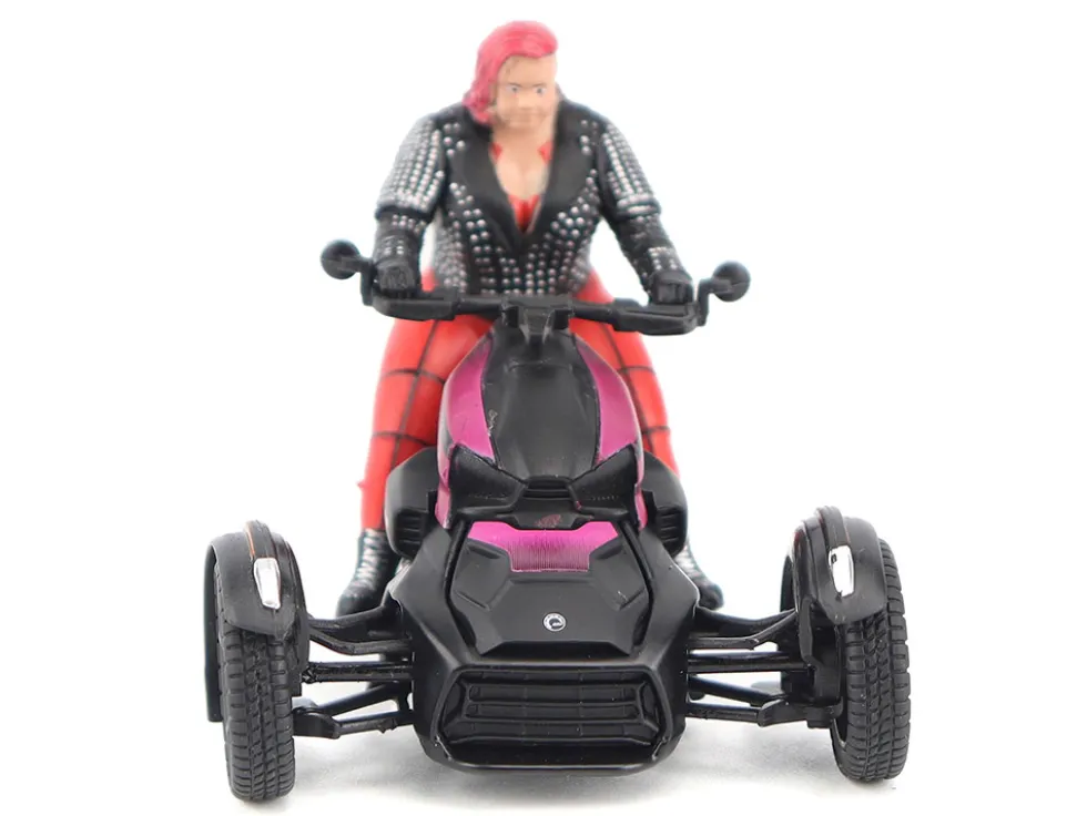Can-Am Ryker 3-Wheel Motorcycle Pink Punk and Black with Driver Figure 1/32 Diecast Model by BRP Models