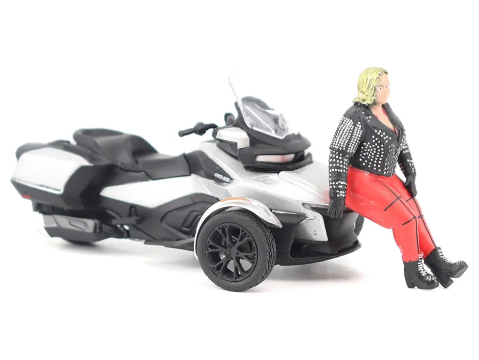 Can-Am Spyder RT 3-Wheel Motorcycle Hyper Silver Metallic with Driver Figure 1/32 Diecast Model by BRP Models
