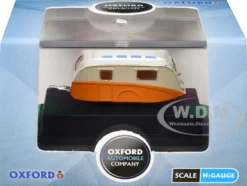 Caravan Trailer Cream and Orange 1/148 (N) Scale Diecast Model Car by Oxford Diecast