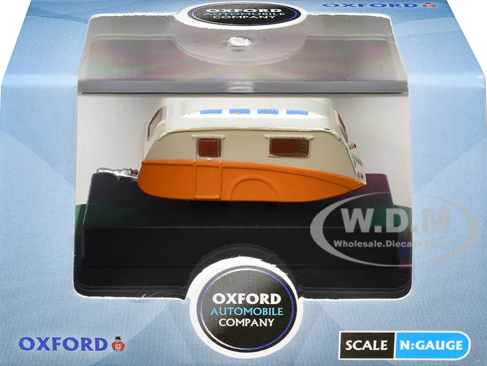 Caravan Trailer Cream and Orange 1/148 (N) Scale Diecast Model Car by Oxford Diecast