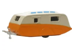 Caravan Trailer Cream and Orange 1/148 (N) Scale Diecast Model Car by Oxford Diecast