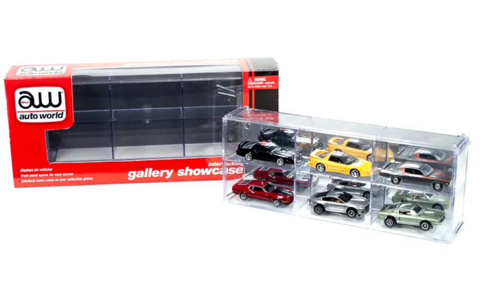 6 Car Interlocking Collectible Display Show Case for 1/64 Scale Model Cars Auto World AWDC003