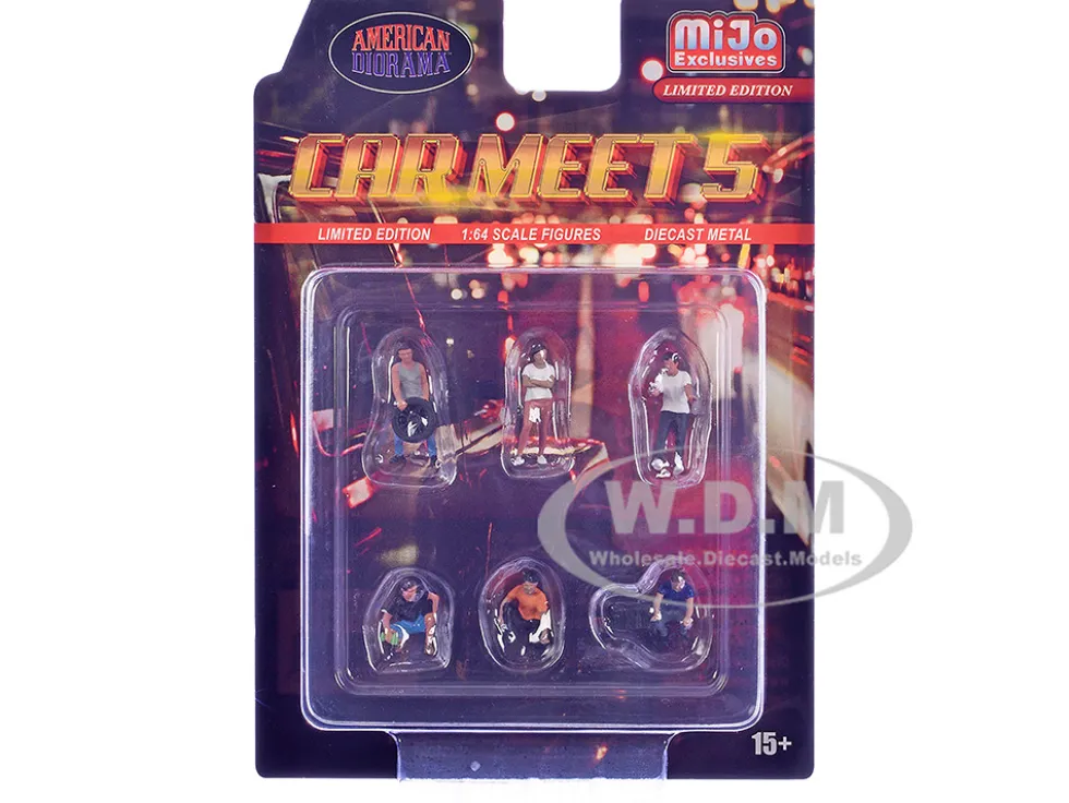 Car Meet 5 6 piece Diecast Figure Set Limited Edition for 1/64 Scale Models by American Diorama