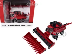 Case IH Axial-Flow 7260 Combine with 12-Row Corn Head and Draper Grain Head Red 1/64 Diecast Model by ERTL TOMY