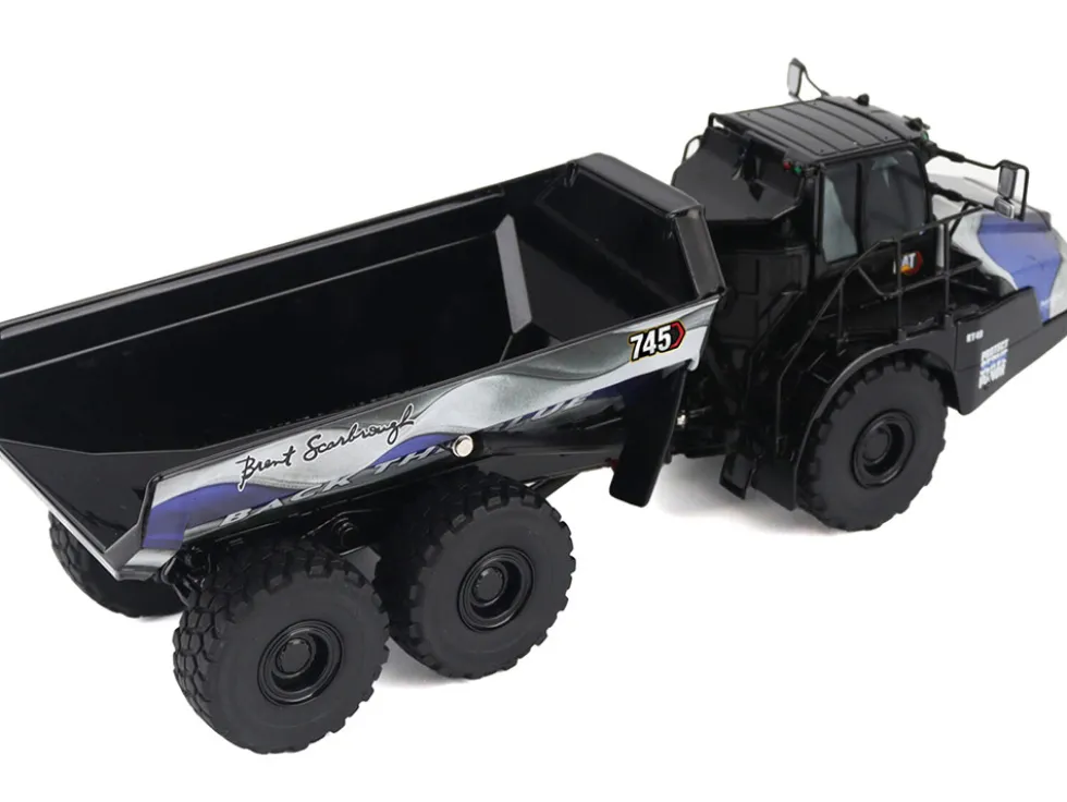 CAT Caterpillar 745 Articulated Dump Truck "Brent Scarbrough & Co. - Back the Blue" Black with Graphics "High Line" Series 1/50 Diecast Model by Diecast Masters