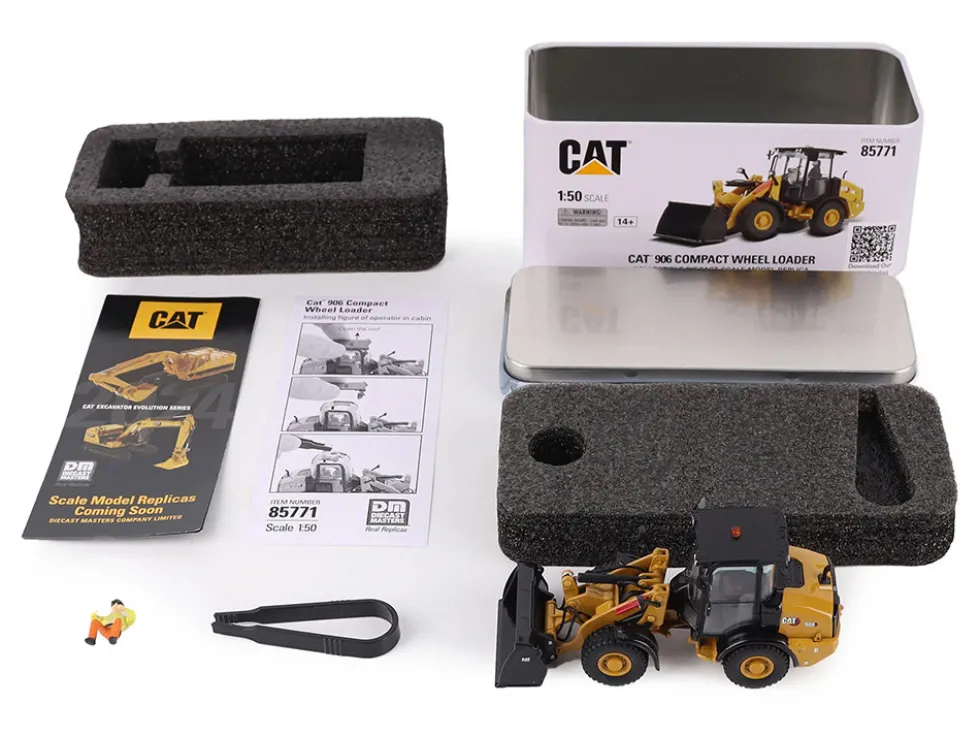 CAT Caterpillar 906 Compact Wheel Loader Yellow with Operator "High Line Series" 1/50 Diecast Model by Diecast Masters