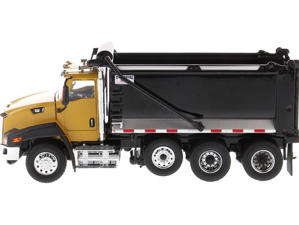 CAT Caterpillar CT660 SBFA Ox Bodies Stampede Dump Truck Yellow Black 1/50 Diecast Model Diecast Masters 85668