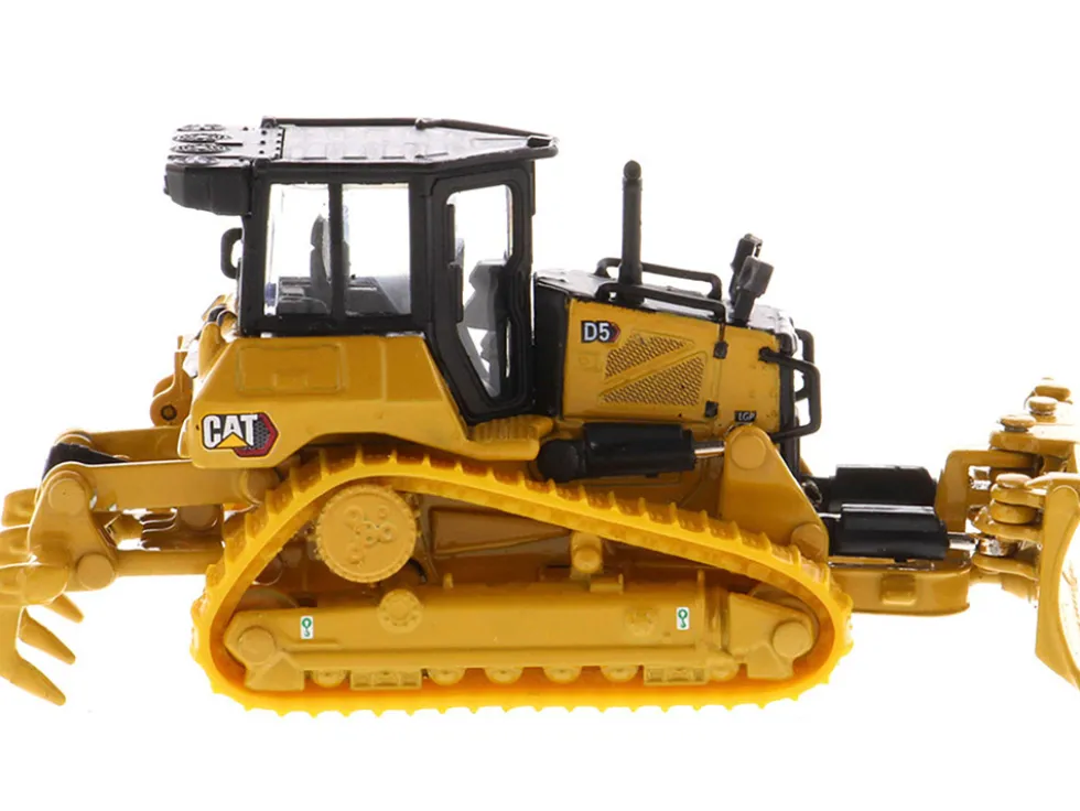 CAT Caterpillar D5 Track-Type Dozer Yellow Fine Grading Undercarriage Foldable Blade High Line Series 1/87 HO Diecast Model Diecast Masters 85953