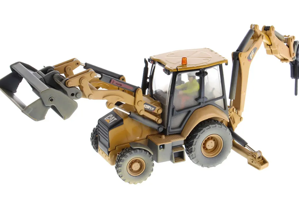 CAT Caterpillar 420F2 IT Backhoe Loader with Operator Yellow Weathered Series 1/50 Diecast Model Diecast Masters 85755
