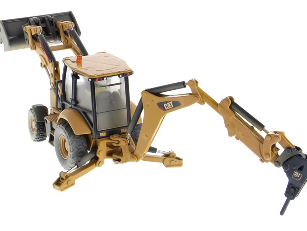CAT Caterpillar 420F2 IT Backhoe Loader with Operator Yellow Weathered Series 1/50 Diecast Model Diecast Masters 85755