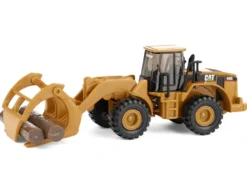 CAT Caterpillar 950G Wheel Loader Yellow with Log Fork and Wood Log Accessories 1/87 (HO) Diecast Model by Diecast Masters
