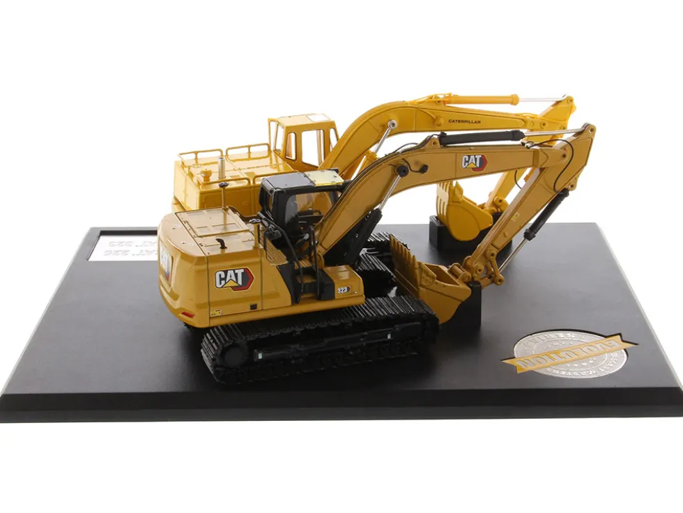 CAT Caterpillar 225 Hydraulic Escavator and CAT Caterpillar 323 Next Generation Hydraulic Escavator Set of 2 pieces Evolution Series 1/50 Diecast Models Diecast Masters 85715