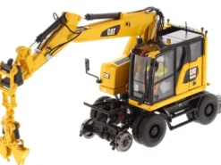 CAT Caterpillar M323F Railroad Wheeled Excavator Operator 3 Work Tools Safety Yellow Version High Line Series 1/50 Diecast Model Diecast Masters 85661
