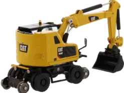 CAT Caterpillar M323F Railroad Wheeled Excavator 3 Accessories High Line Series 1/87 HO Diecast Model Diecast Masters 85612