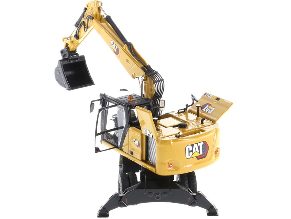 CAT Caterpillar M318 Wheeled Excavator Yellow Operator High Line Series 1/50 Diecast Model Diecast Masters 85956