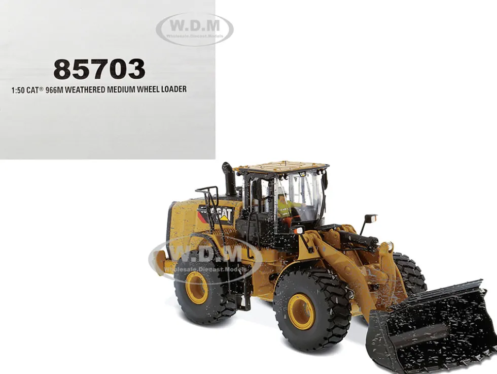 CAT Caterpillar 966M Wheel Loader Operator Dirty Version Weathered Series 1/50 Diecast Model Diecast Masters 85703