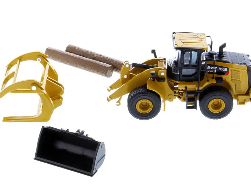 CAT Caterpillar 950M Wheel Loader Bucket Log Fork Two Log Poles Play & Collect! 1/64 Diecast Model Diecast Masters 85635