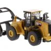 CAT Caterpillar 972M Wheel Loader Log Fork and Operator High Line Series 1/87 HO Scale Diecast Model Diecast Masters 85950
