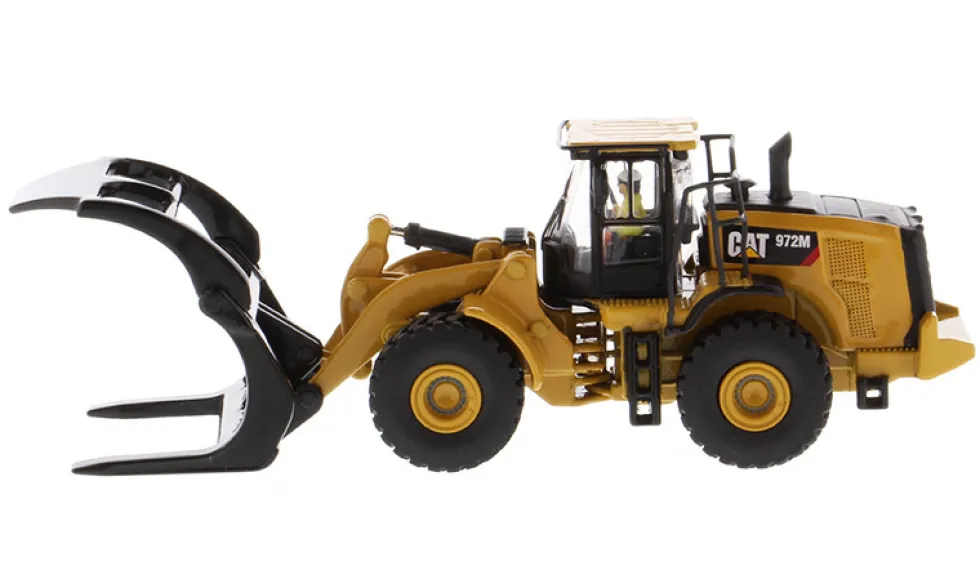 CAT Caterpillar 972M Wheel Loader Log Fork and Operator High Line Series 1/87 HO Scale Diecast Model Diecast Masters 85950