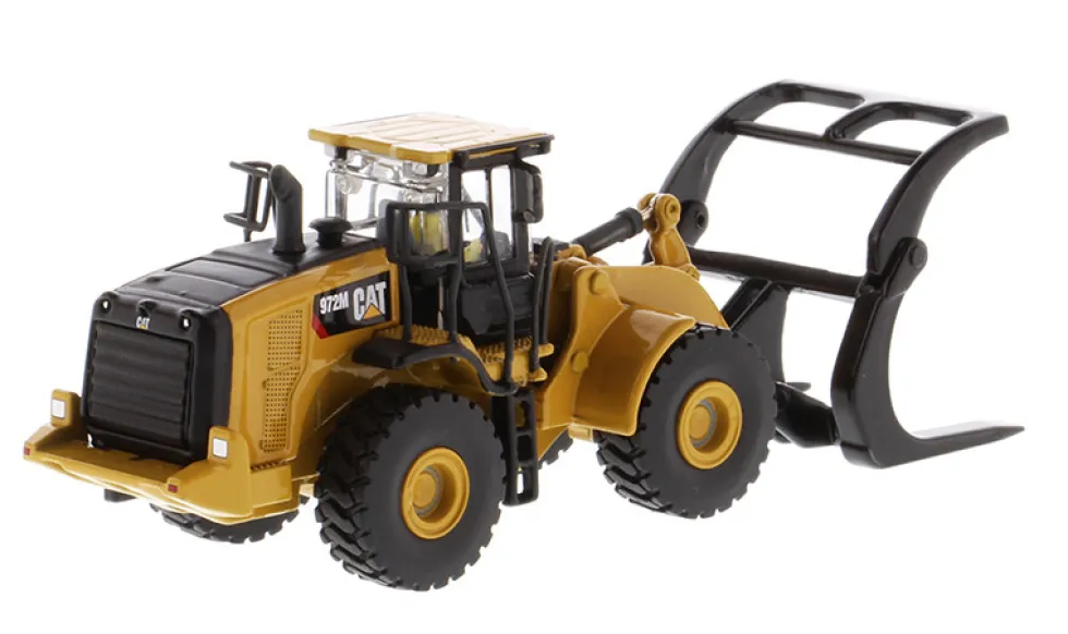 CAT Caterpillar 972M Wheel Loader Log Fork and Operator High Line Series 1/87 HO Scale Diecast Model Diecast Masters 85950