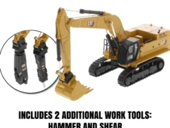 CAT Caterpillar 395 Next Generation Hydraulic Excavator General Purpose Version Yellow with Additional Tools High Line Series 1/87 HO Diecast Model Diecast Masters 85688