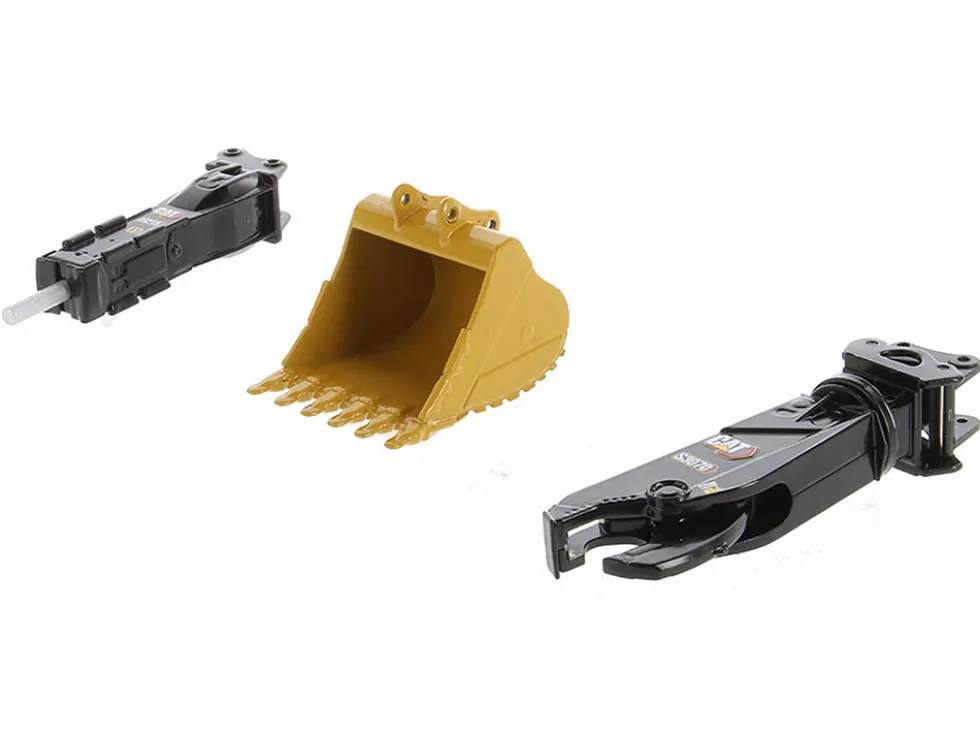 CAT Caterpillar 395 Next Generation Hydraulic Excavator General Purpose Version Yellow with Operator and Additional Tools High Line Series 1/50 Diecast Model Diecast Masters 85709