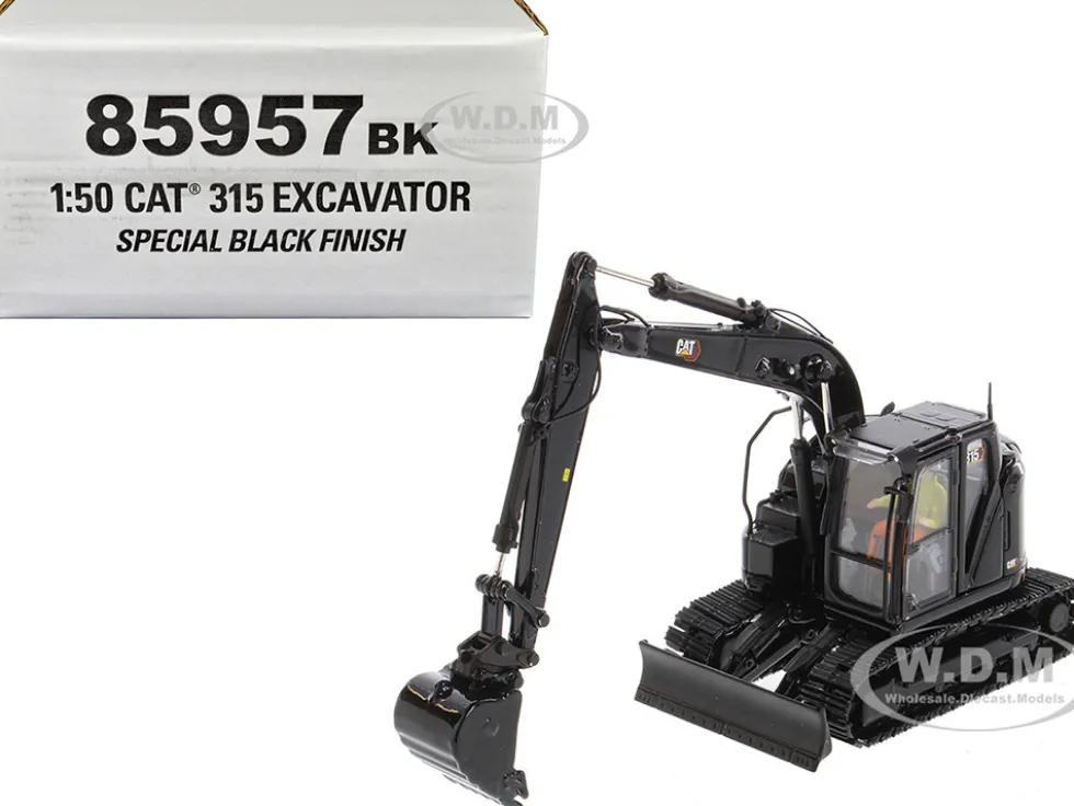 CAT Caterpillar 315 Track Type Hydraulic Excavator Special Black Finish with Operator High Line Series 1/50 Diecast Model Diecast Masters 85957BK