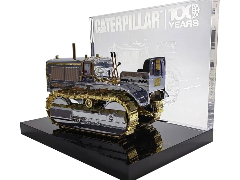 CAT Caterpillar Twenty Tractor "100th Anniversary" Chrome and Gold "Centennial Series" 1/16 Diecast Model by Diecast Masters