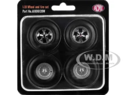 Centerline/Keystone Wheel and Tire Set of 4 pieces from 1970 Plymouth HEMI Cuda for 1/18 Scale Models by ACME